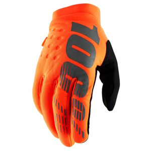 Pánske cyklo a motokrosové rukavice 100% Brisker fluo oranžová/čierna XL