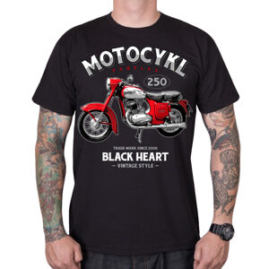 Tričko BLACK HEART Motocykl Panelka čierna - XXL