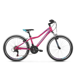 Juniorský dievčenský bicykel Kross LEA JR 1.0 24" - model 2020 ružová/modrá/fialová - 12" - Záruka 10 rokov