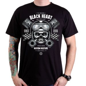 Tričko BLACK HEART Piston Skull čierna - XL