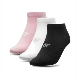 Dámske členkové ponožky 4F SOD003 3 páry WHITE+PINK+DEEP BLACK - 35-38