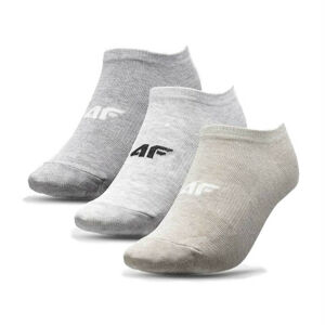 Dámske členkové ponožky 4F SOD003 3 páry BEIGE MELANGE+COLD LIGHT GREY MELANGE+GREY MELANGE - 35-38