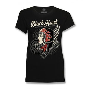 Dámske tričko BLACK HEART Motorcycle Girl čierna - L