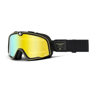 Motokrosové okuliare 100% Barstow Caliber čierna, zrkadlové žlté plexi