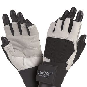 Fitness rukavice Mad Max Professional bielo-čierna - S
