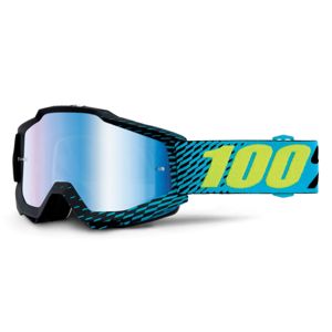 Motokrosové okuliare 100% Accuri R-Core čierna, modré chróm + číre plexi s čapmi pre trhačky