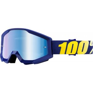 Motokrosové okuliare 100% Strata Chrome Hope modrá, modré chrom plexi s čapmi pre trhačky