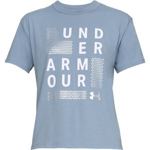 Dámske tričko Under Armour Graphic Square Logo Girlfriend Crew Washed Blue / White / Metallic Silver - M