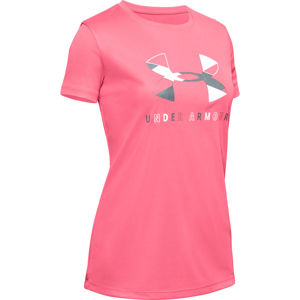 Dievčenské tričko Under Armour Tech Graphic Big Logo SS T-Shirt Eclectic Pink - YXL
