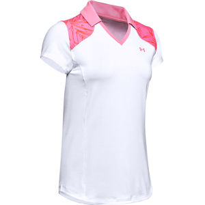 Dámske tričko Under Armour Zinger Blocked Polo White-Pink - M