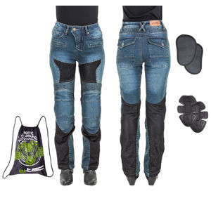 Dámske moto jeansy W-TEC Bolftyna modro-čierna - L