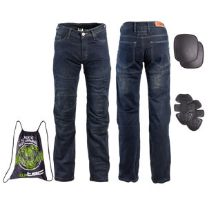 Pánske moto jeansy W-TEC Pawted s nepremokavou membránou tmavo modrá - XL