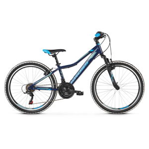 Juniorský bicykel Kross Hexagon JR 1.0 24" SR - model 2021 tmavo modrá/modrá/strieborná - 13"