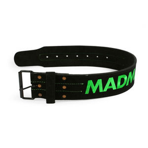 Fitness opasok kožený s karabínou MadMax Suede Prong MFB301 čierno-zelená - M