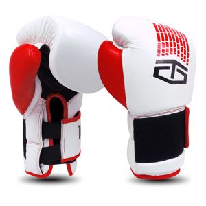 Kožené boxerské rukavice Tapout Dynamo bielo-červená - 14oz