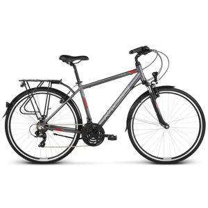 Pánsky trekingový bicykel Kross Trans 1.0 28" - model 2020 grafitová/červená/bílá - M (19'') - Záruka 10 rokov