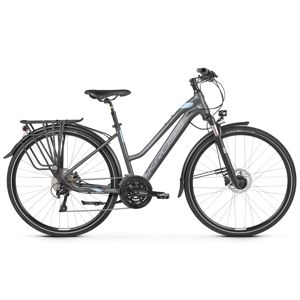 Dámsky trekingový bicykel Kross Trans 10.0 28" - model 2020 grafitová/modrá/biela - L (19") - Záruka 10 rokov