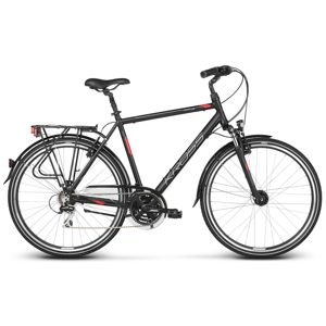 Pánsky trekingový bicykel Kross Trans 3.0 28" - model 2020 čierna/červená/strieborná - L (21'') - Záruka 10 rokov