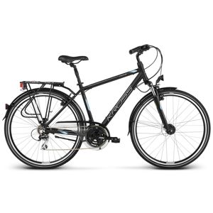 Pánsky trekingový bicykel Kross Trans 3.0 28" - model 2020 čierna/modrá/strieborná - L (21'') - Záruka 10 rokov