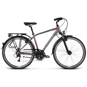 Pánsky trekingový bicykel Kross Trans 4.0 28" - model 2020 grafitová/červená/bílá - M (19'') - Záruka 10 rokov