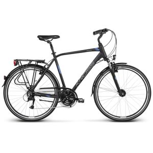 Pánsky trekingový bicykel Kross Trans 4.0 28" - model 2020 čierna/modrá/strieborná - L (21'') - Záruka 10 rokov