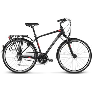 Pánsky trekingový bicykel Kross Trans 5.0 28" - model 2020 čierna/červená/strieborná - S (17'') - Záruka 10 rokov