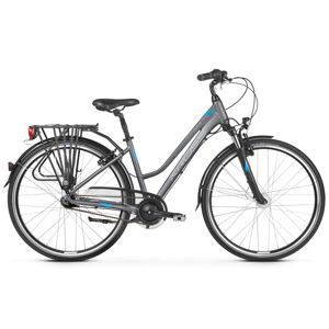 Dámsky trekingový bicykel Kross Trans 6.0 28" - model 2020 grafitová/strieborná/modrá - L (19") - Záruka 10 rokov