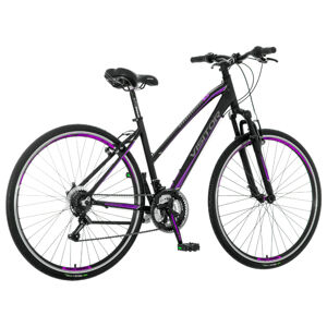 Dámsky crossový bicykel Visitor Terra 28" - model 2021 čierno-fialová - 18"